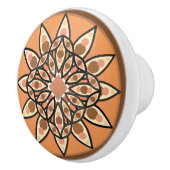 チョコレート、テラコッタと錆のマンダラパターン セラミックノブ (右)