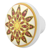 チョコレート、テラコッタと錆のマンダラパターン セラミックノブ (右)