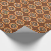 チョコレート、テラコッタと錆のマンダラパターン ラッピングペーパー (角)