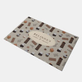 チョコレート テーマのパン屋さん Chef カスタム名 ドアマット (アングル)