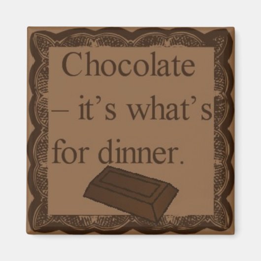 チョコレート – ディナー用の四角い磁石だ マグネット (正面)