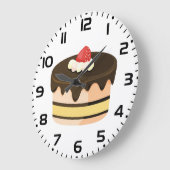 チョコレート・ドリップケーキとイチゴ ラージ壁時計 (傾斜)
