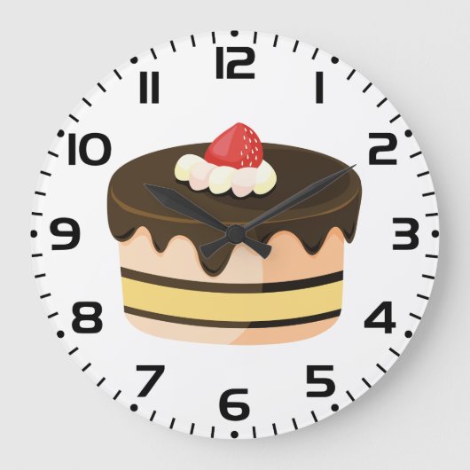 チョコレート・ドリップケーキとイチゴ ラージ壁時計 (正面)