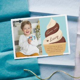 チョコレート バニラ アイスクリーム 子供の誕生日 写真 サンキューカード