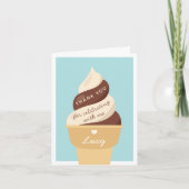 チョコレート バニラ アイス クリーム スワール キッズ バースデー サンキューカード (正面)