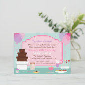 チョコレート・フォンデュの女の子のバースデーパーティ招待状 招待状 (スタンド正面)