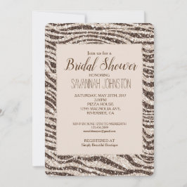 チョコレート ブラウン クリーム ブラッシュ ゼブラ グリッター 招待状