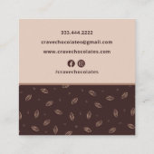 チョコレート、ベーカリー、スイーツショップカスタマイズ スクエア名刺 (裏面)