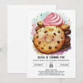 チョコレート ボヘミアンスイーツ クッキー バースデー 招待状 (正面/裏面)