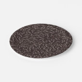 チョコレート マーブ ピンク リーフ ボタニカル ウェディング ペーパープレート (アングル)