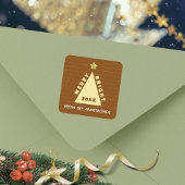 チョコレート ミニマリスト クリスマス ツリー ネーム スクエアシール