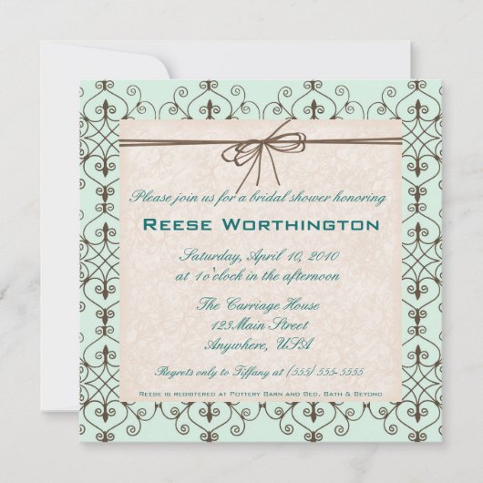 チョコレート&ミントブライダルシャワー招待状 招待状 (正面)