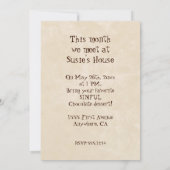 チョコレートBuncoのパーティーの文庫の招待状による死 招待状 (裏面)