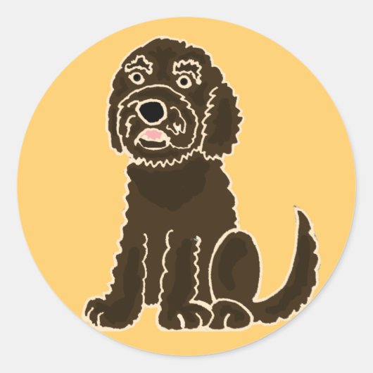 チョコレートLabradoodleのステッカーはあります ラウンドシール (正面)