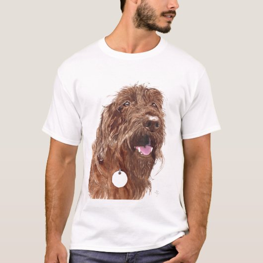 チョコレートLabradoodle #1 Edunの生きているワイシャツ Tシャツ (正面)