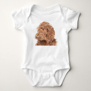 チョコレートLabradoodle #2の乳児のクリーパー ベビーボディスーツ