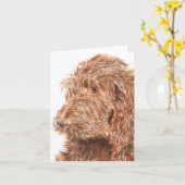 チョコレートLabradoodle #2 Notecard カード (黄色い花)
