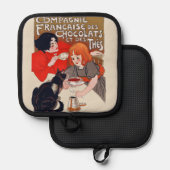 チョコレーフランスのトパーティースティインレンアート 鍋敷き (正面/裏面)