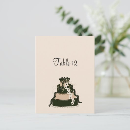 チョコレー結婚トケーキテーブルのシーティングカード ポストカード (スタンド正面)