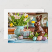 チョコ魅力的リートイースターバニー シーズンポストカード (正面/裏面)