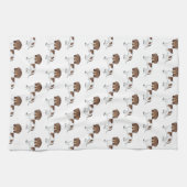 チョコ&タンの短い髪のダックスシャンドパターン キッチンタオル (横)