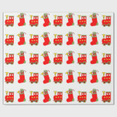 チョスとソックスのクリスマスホリデー ラッピングペーパー (フラット)