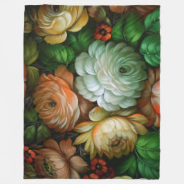 チョストボヴィンテージロシアのフローラルパターン フリースブランケット