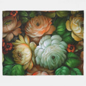 チョストボヴィンテージロシアのフローラルパターン フリースブランケット (正面(横))