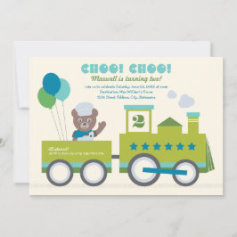 チョチョ列車ティール（緑がかった色）ベア指揮者誕生会 招待状