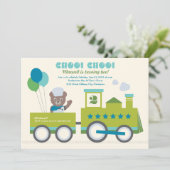 チョチョ列車ティール(緑がかった色)ベア指揮者誕生会 招待状 (スタンド正面)