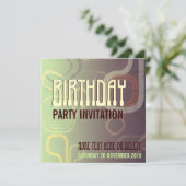 チョックミントレトロエレクトロパーティー誕生日招待状 招待状 (スタンド正面)