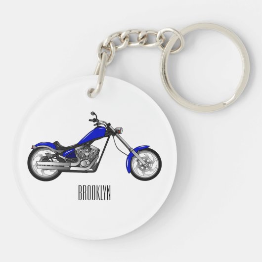 チョッパーのオートバイの漫画イラストレーション キーホルダー (裏面)