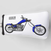 チョッパーのオートバイの漫画イラストレーション ゴルフヘッドカバー (正面)