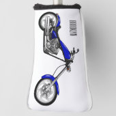 チョッパーのオートバイの漫画イラストレーション ゴルフヘッドカバー (回転90)