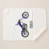 チョッパーのオートバイの漫画イラストレーション シェルパブランケット (正面(横))