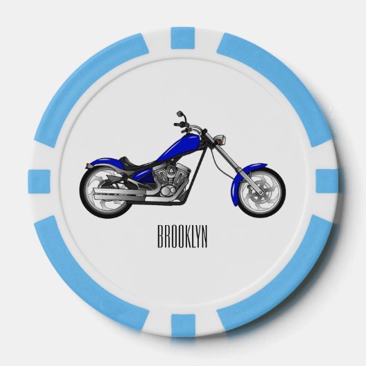 チョッパーのオートバイの漫画イラストレーション ポーカーチップ (正面)