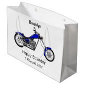チョッパーのオートバイの漫画イラストレーション ラージペーパーバッグ (裏面アングル)