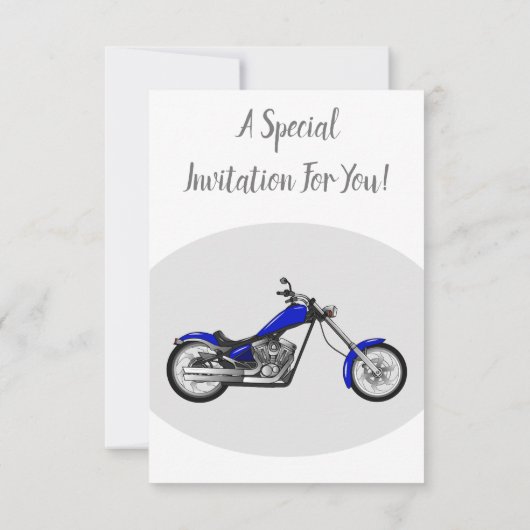 チョッパーのオートバイの漫画イラストレーション 招待状 (裏面)