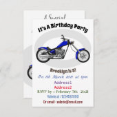 チョッパーのオートバイの漫画イラストレーション 招待状 (正面/裏面)