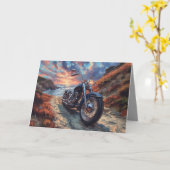 チョッパーのオートバイカード – サンセットの背景 カード (黄色い花)
