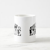 チョッパーのバイクもしくは自転車に乗る人のオートバイのライダーの進化の芸術 コーヒーマグカップ (中央)