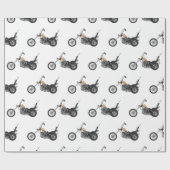 チョッパーオートバイ 1950 カートゥーンイラスト ラッピングペーパー (フラット)