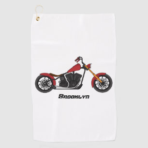チョッパースタイルバイクイラストレーション ゴルフタオル