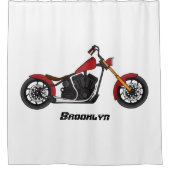 チョッパースタイルバイクイラストレーション シャワーカーテン (正面)