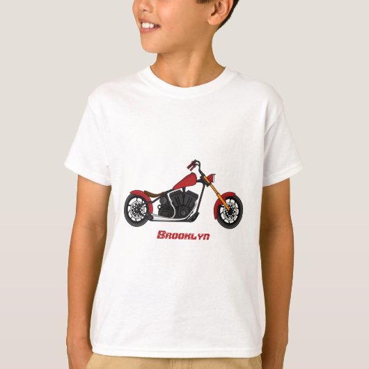 チョッパースタイルバイクイラストレーション Tシャツ (正面)