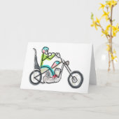 チョッパーバイクの棒人間 カード (黄色い花)