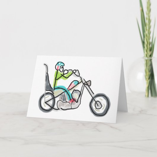 チョッパーバイクの棒人間 カード (正面)