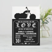 チョッパーバイクバイクもしくは自転車に乗る人カスタムウェディング招待状 招待状 (スタンド正面)