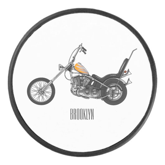 チョッパーバイク1950カートゥーンイラストレーション アイスホッケーパック (正面)