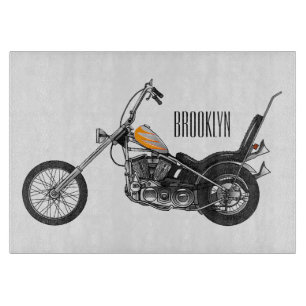 チョッパーバイク1950カートゥーンイラストレーション カッティングボード